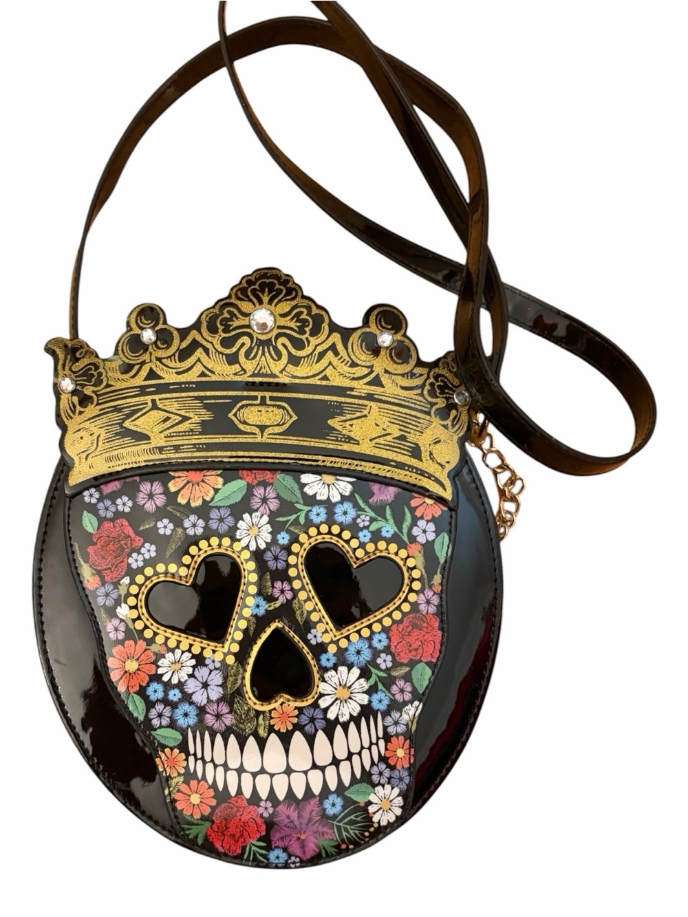 Betsey Johnson Floral Sugar Skull Crossbody Bag Gothic Boho Purse - Picture 1 of 9